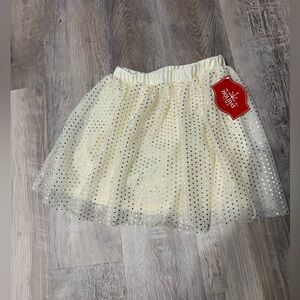 Holiday Time Cream Skirt with Gold Dots